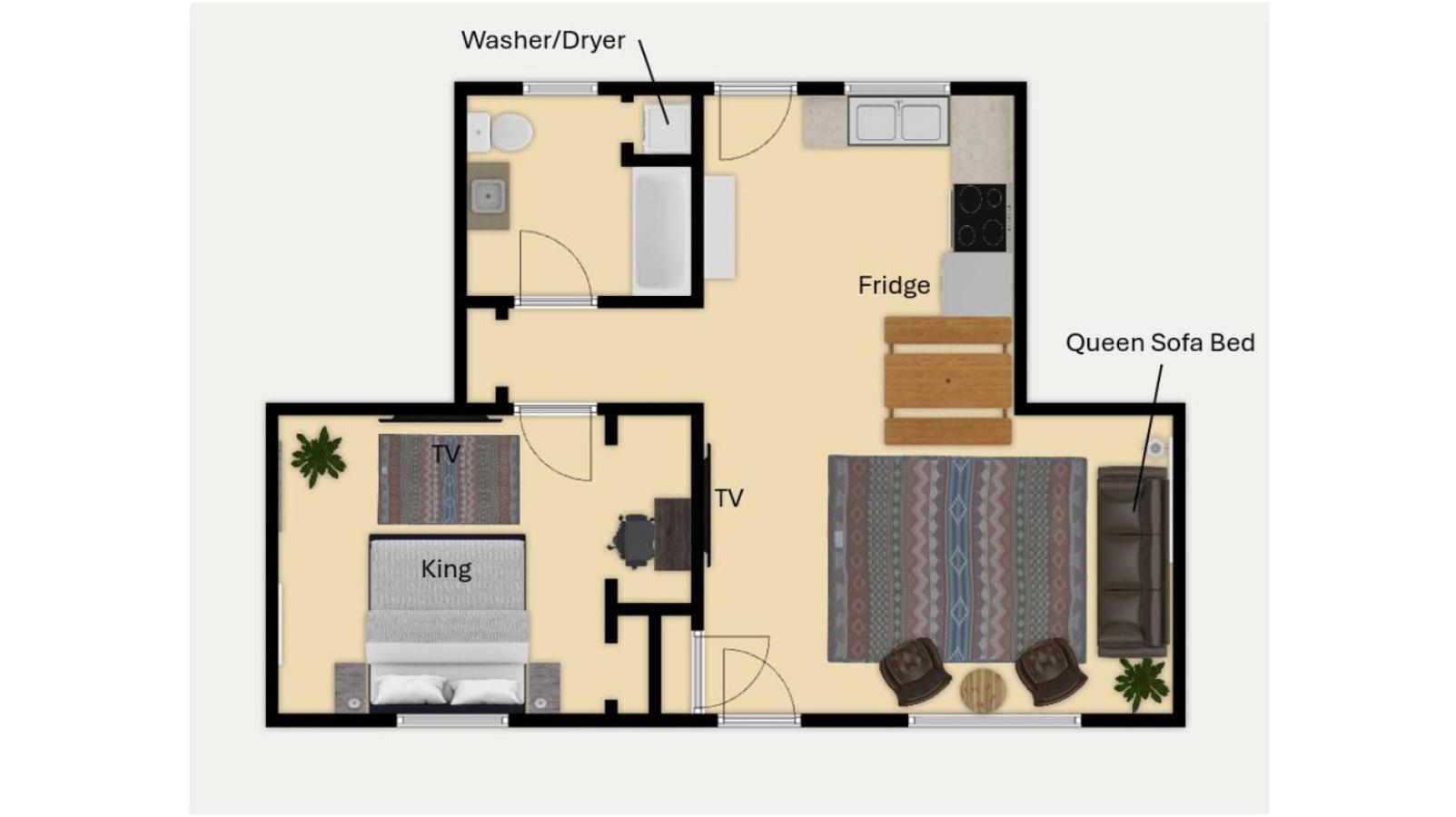 1bd, King, Brkfst, Large Tvs, Wd, Sleeps 4, Bbq